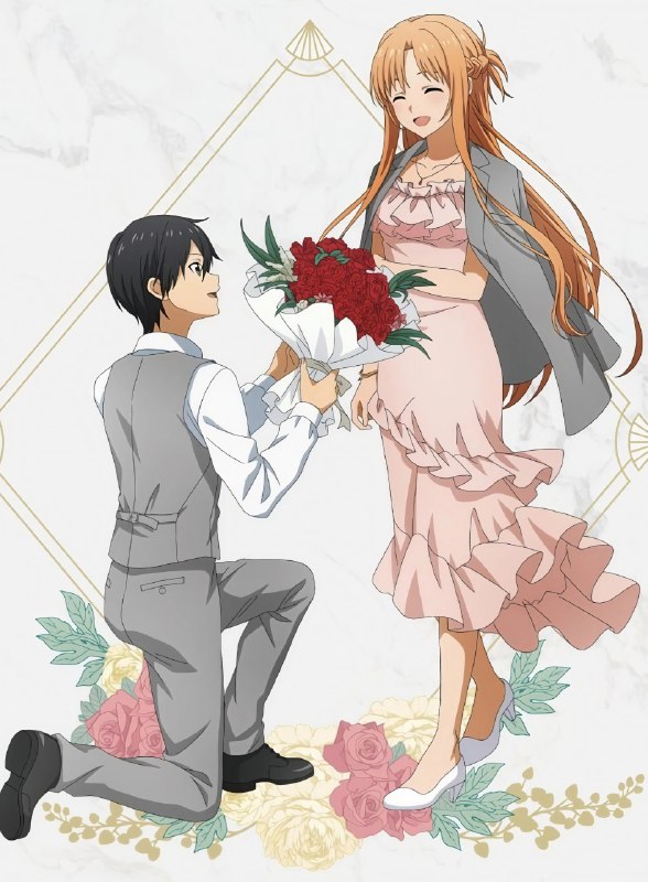 💍Официальные иллюстрации Кирито и Асуны в честь годовщины их свадьбы.