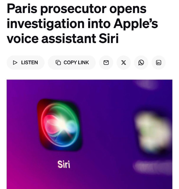 Apple заподозрили в ПРОСЛУШКЕ пользователей Siri
Прокуратура Парижа официально начала расследование
