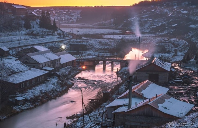 Октябрьские сумерки в с. Кын, Лысьвенский район, Пермск...