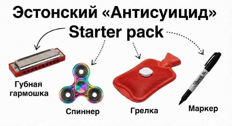 Власти Эстонии создали набор для избавления подростков от мыслей о суициде.
В него входят: губная