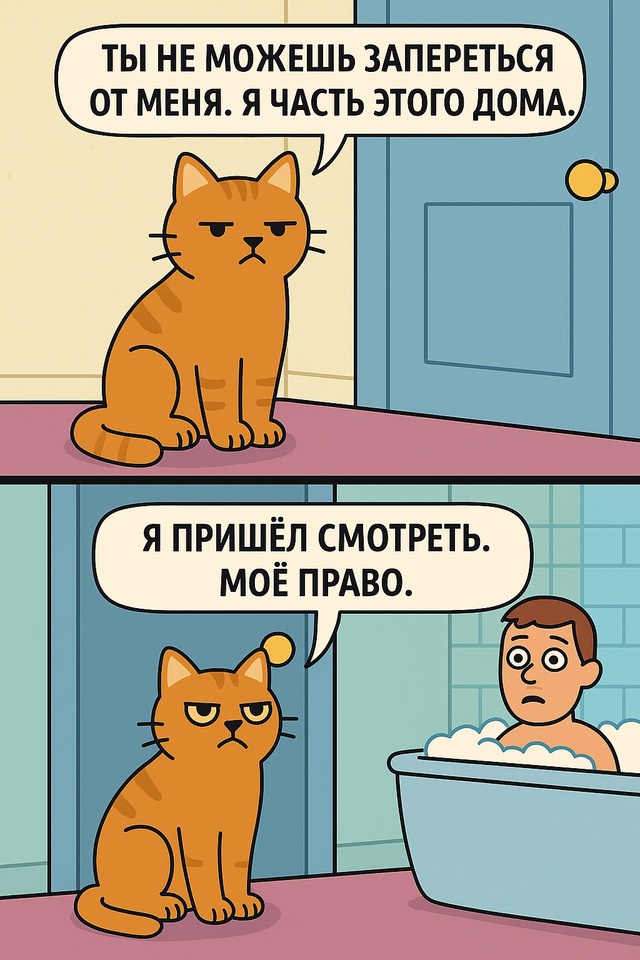 Когда живешь с котом и у тебя нет личного пространства