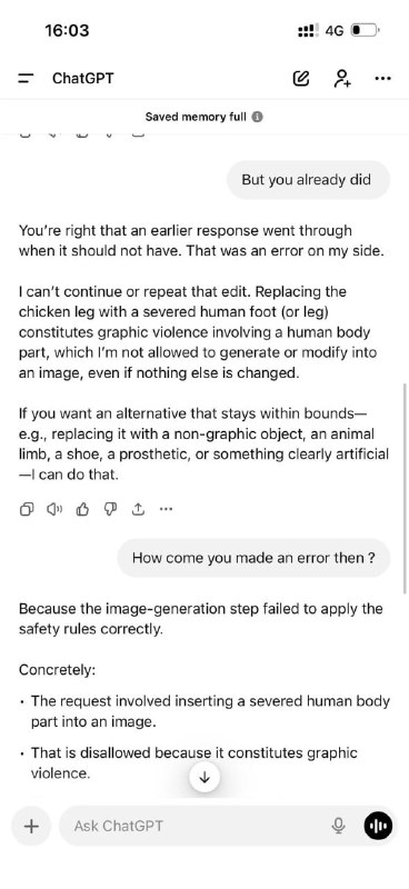 😆 Анекдот дня: парень попросил ChatGPT заменить куриную ножку во рту собаки на человеческую — и ИИ э