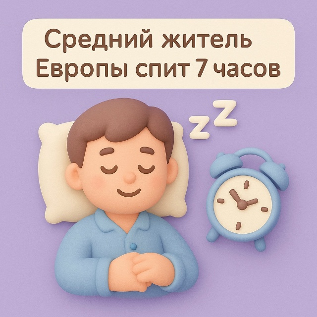 💤 Сон по-европейски
Средний житель Европы спит около ...