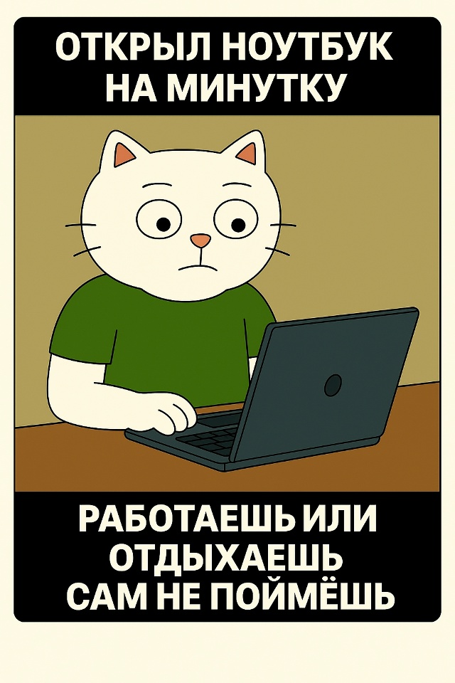 Стоит открыть ноутбук «буквально на минутку»,
как резк...