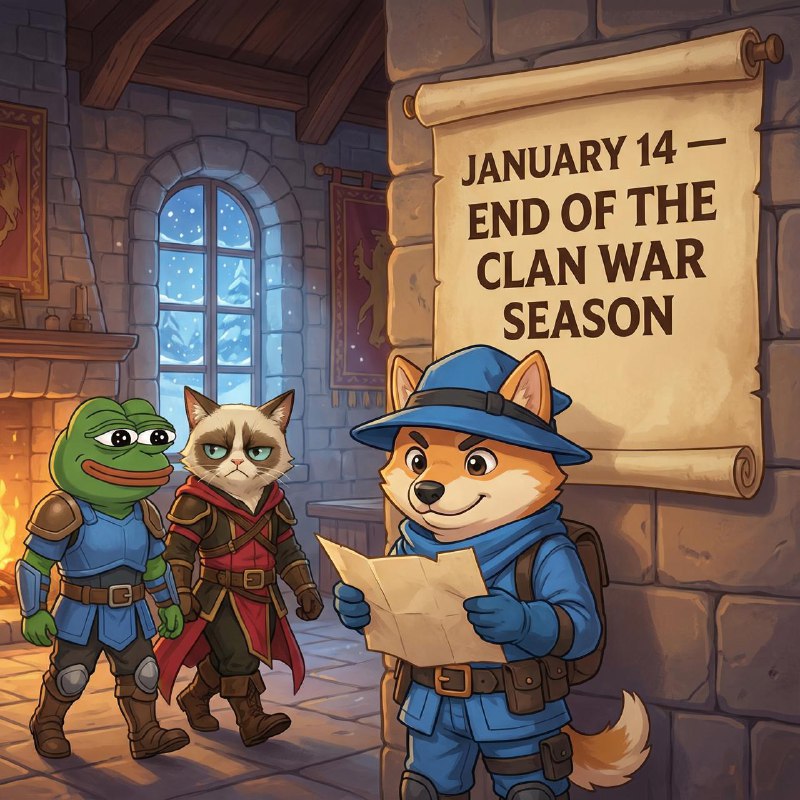 #Fomo_Fighters ⚔️
🔥 ОСТАЁТСЯ 4 ДНЯ ДО КОНЦА СЕЗОНА
Наш 50-дневный сезон Клан-войн подходит к концу