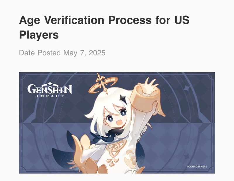 В Genshin Impact будут проверять возраст игроков😳 — если не пройти проверку, то аккаунт удалят
Кром