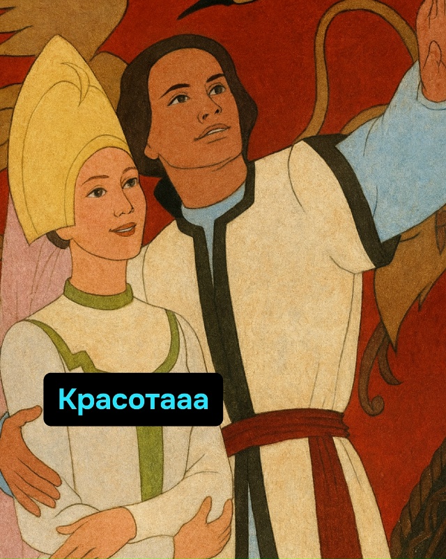 Он показывает ей будущее, где полка висит, а она делает ...