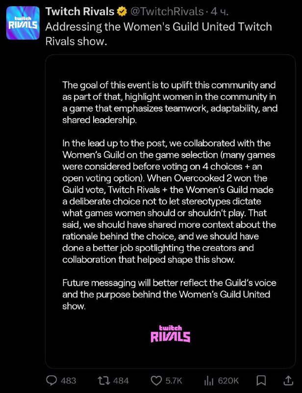 🫢 Лол: Twitch решил «отправить» девушек на кухню к 8 марта.
Официальный аккаунт Twitch Rivals опубл