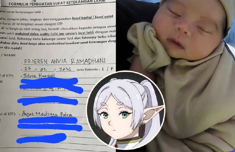 🧝‍♀️ БАТЯ ГОДА: Отец назвал новорожденную дочь Фрирен!
Мужчина из Индонезии прославился в соцсетях,