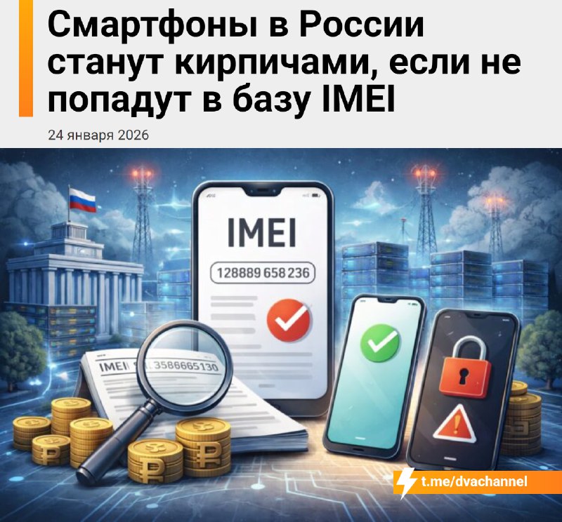 ⚡️Смартфоны в России окирпичатся, если их не внесут в специальную базу IMEI, предупредили в Госдуме