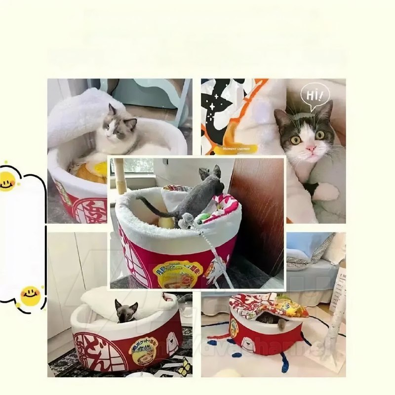 На маркетплейсы завезли лежанку для котов в виде рамена
Питомец забирается в упаковку лапши и стано