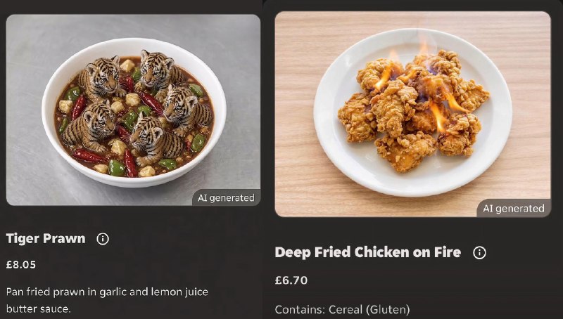 Британский сервис доставки еды Just Eat поручил нейросети сделать фотографии блюд, у которых не было