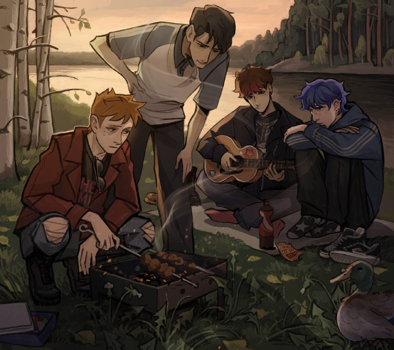 коллаб с комиксистом unhorny🤩
товарищи перед новым годом решили затусить с шашлыками