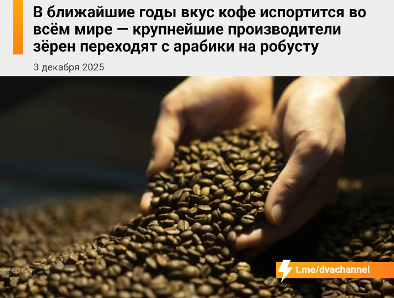 ❗️В ближайшие годы вкус кофе во всём мире изменится навсегда и, по сути, станет хуже: из-за глобальн