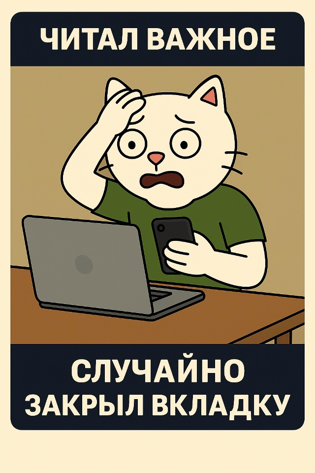Сидел себе спокойно, читал важное.
И одной неловкой кно...