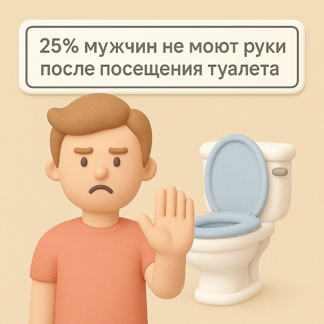 🧼 Чистые руки — не для всех
Около 25% мужчин не моют ру?...