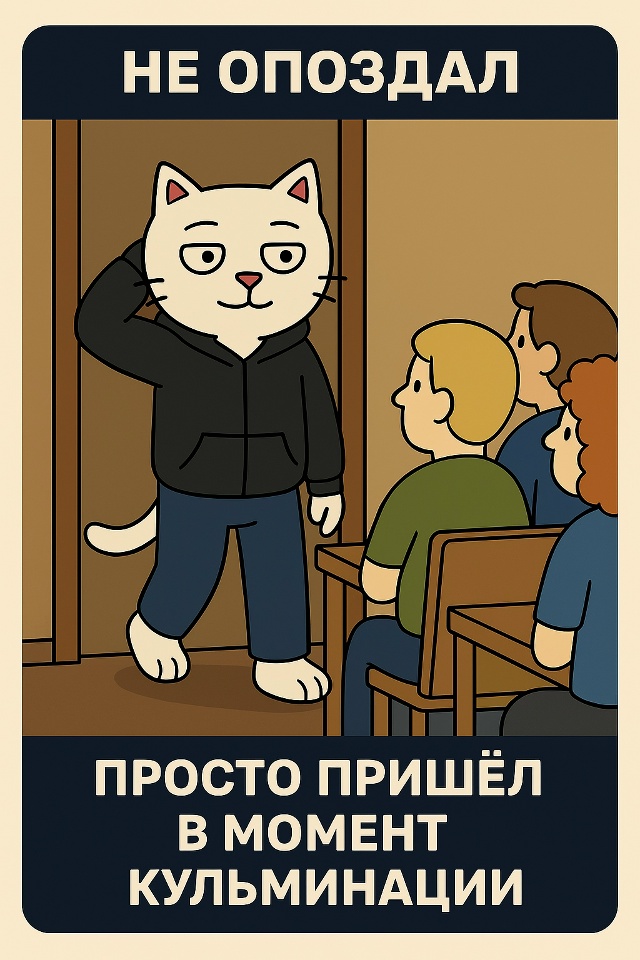 Он заходит в комнату, когда все уже что-то оживлённо об?...