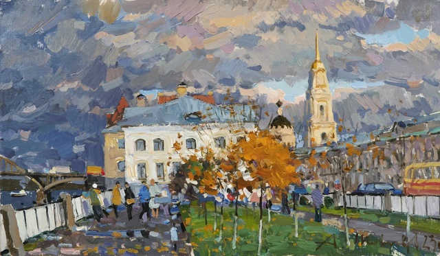 Осенний Рыбинск в работах художника Александра Шевелё...