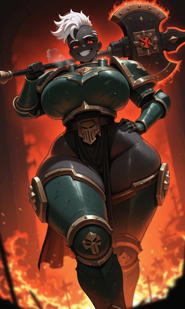 Персонаж: Fem Vulkan
Сеттинг: Warhammer 40K
Автор: Ai generated