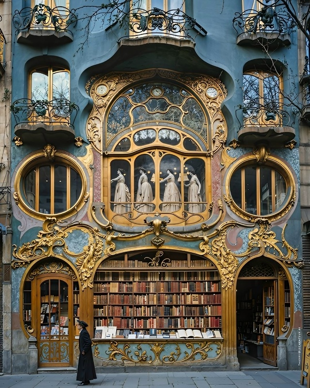 Роскошный книжный по мотивам Гауди.