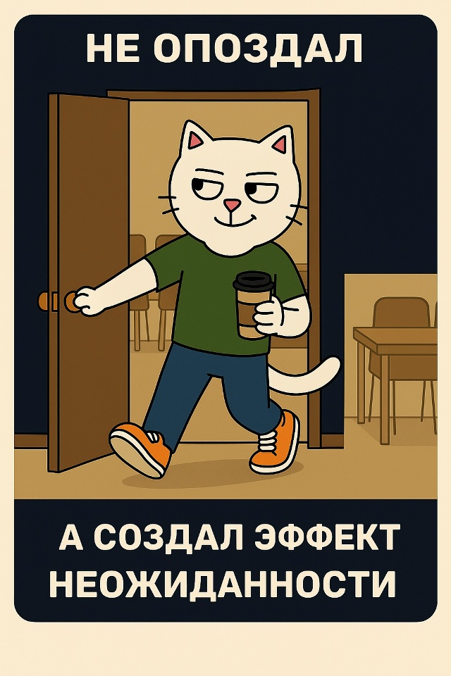 Он врывается в комнату, когда все уже сидят. Дверь расп?...