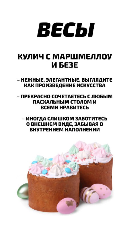 Российский астролог рассказал, какой кулич подходит каждому знаку зодиака
Пасха уже завтра, ищем се