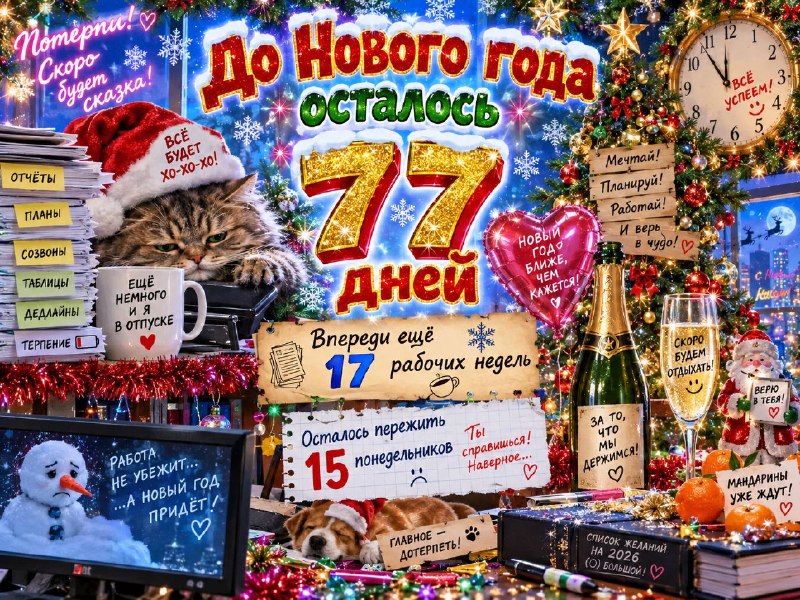 До Нового года россиянам осталось отработать всего 77 дней.
Впереди ещё 17 рабочих недель, две из