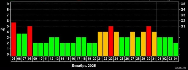 8 декабря Пермь ожидает магнитная буря класса G1
Также...