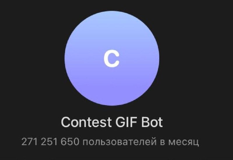 Не работающий бот @contestbestgif без аватарки на четверть миллиарда юзеров.
Да. Это Павлинья арифм