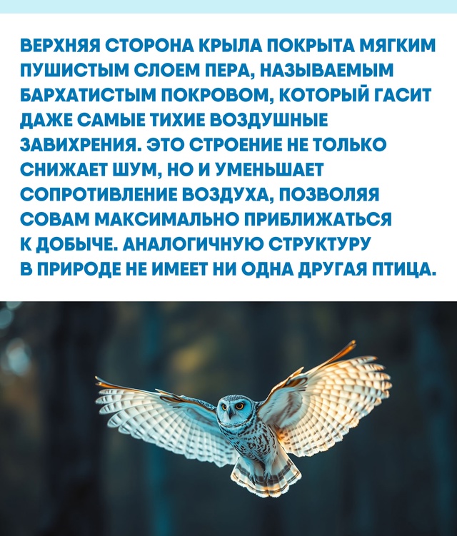 Абсолютная тишина при полёте — залог успешной охоты с?...