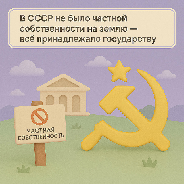 Земля в СССР принадлежала только государству
В Советс...