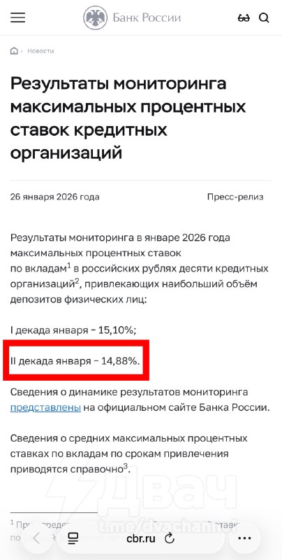 ⚡️Средняя максимальная ставка по вкладам в рублях снизилась до 14,88%, подсчитали в ЦБ РФ
Ставку сн
