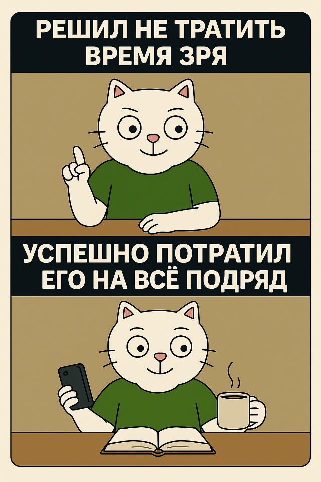 Планировал день как мастер тайм-менеджмента.
Но внезап...