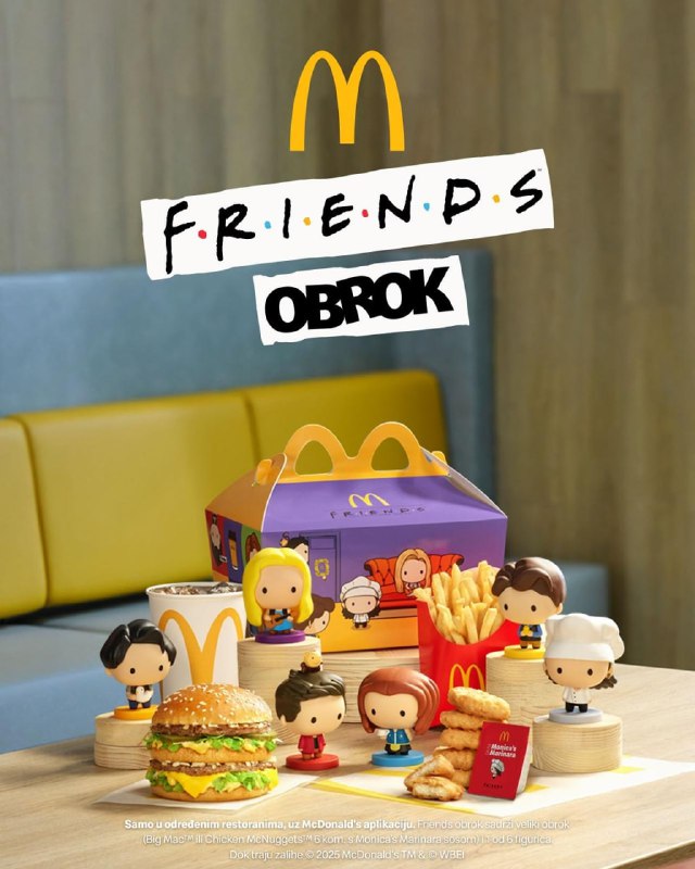 В Сербию добралась коллекция игрушек по «Друзьям» от McDonald's. Любимого персонажа можно выбрать ли