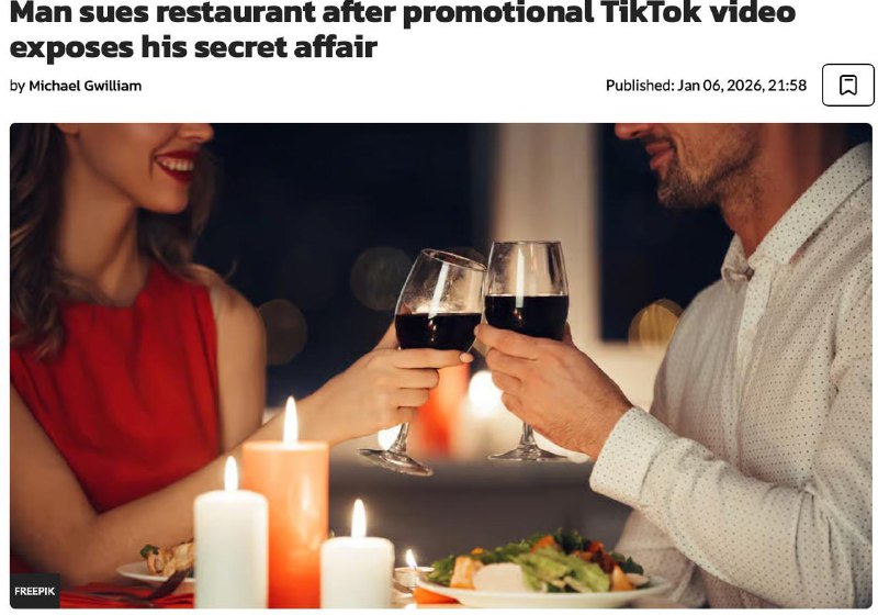 TikTok-аккаунт ресторана случайно спалил мужика с любовницей.
Обычное промо итальянского заведения