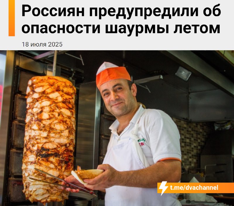 ❗️Летом шаурма становится опасной, предупреждают врачи
На жаре в соусах быстро растут опасные бакте
