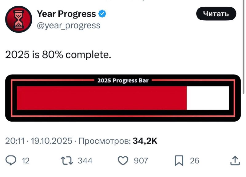 2025 год завершился на 80%, до 2026 осталось 72 дня.
Выполнили там свои цели на год?